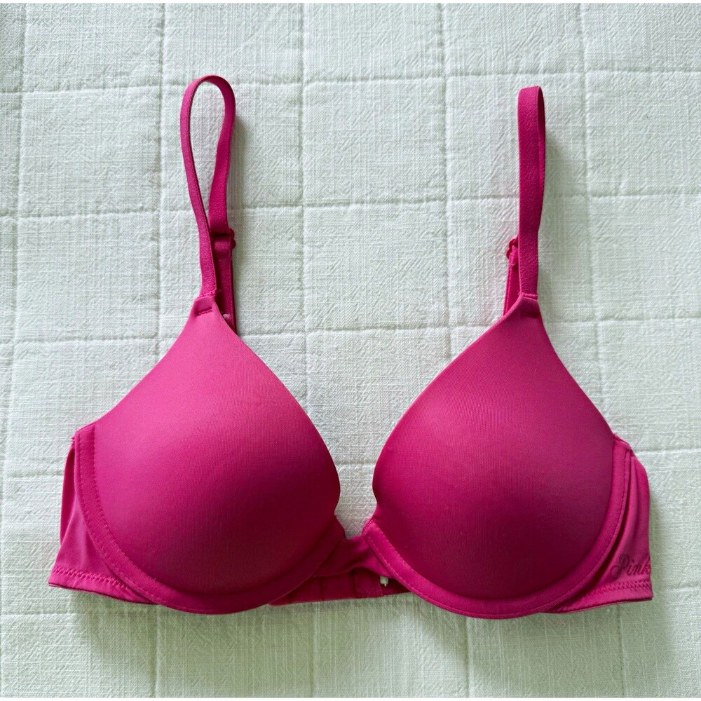 PINK Wear Everywhere Push-up T-Shirt Bra Underwire Adjustable Pink Size 32B